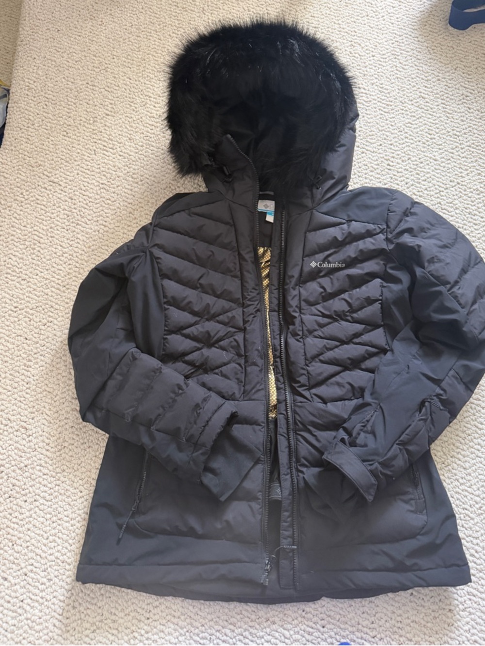 Columbia Black Women's Faux-Fur Hooded Puffer Jacket